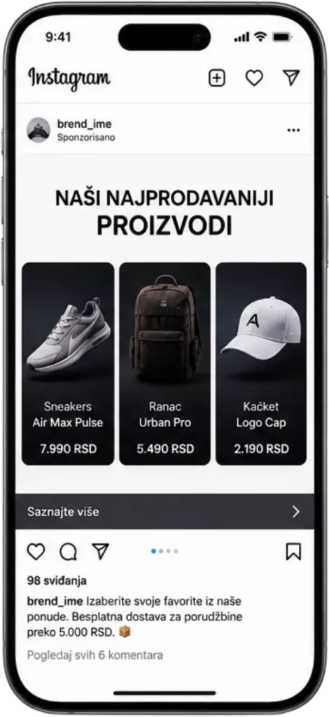 Instagram Carousel oglas sa više proizvoda