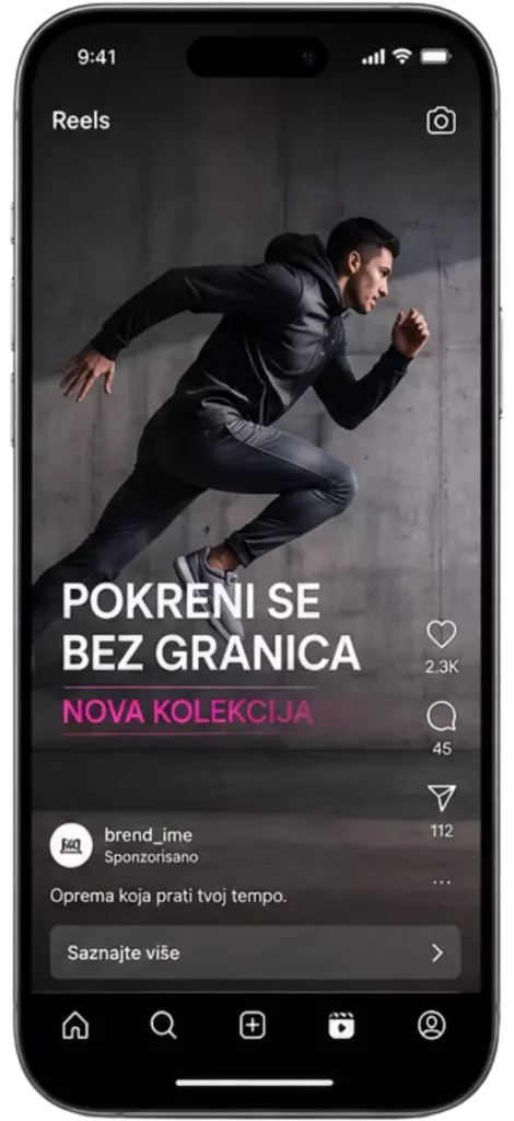 Instagram Reels oglas za reklamiranje proizvoda