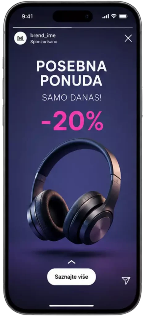 Instagram Story oglas za promociju proizvoda